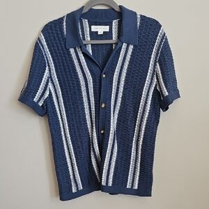 Aeropostale Blue and White Casual Button Down Shirt